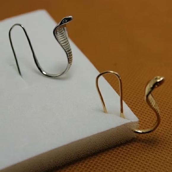 Elegant Gold Snake Earrings - Picture 7 of 7